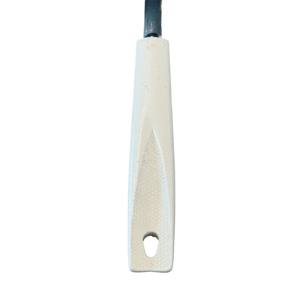 Vintage Ekco Spatula Chromium Plated Slotted Turner White Handle USA MCM